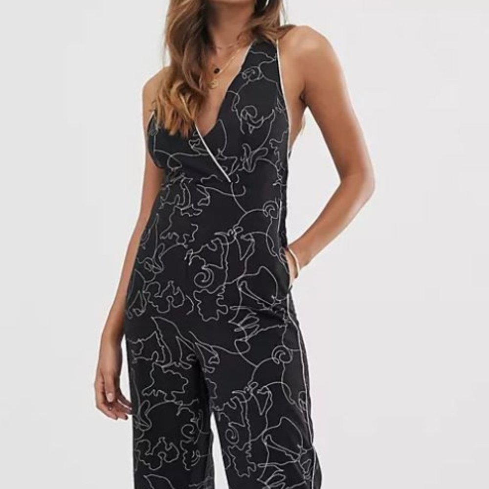 Parallel Lines Jumpsuit In Abstract Print - image 1